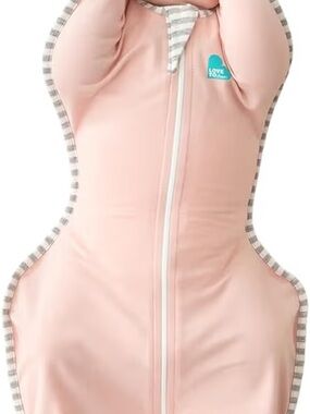 Love to Dream Pink Swaddle with Gray Striped Trim